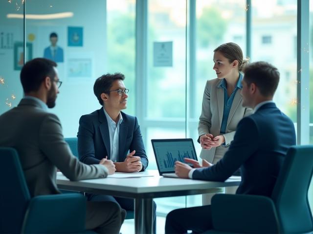 Professional business consultation with strategic planning visuals